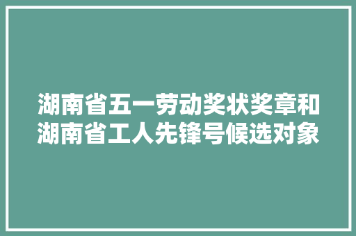 湖南省五一劳动奖状奖章和湖南省工人先锋号候选对象公示通知书记