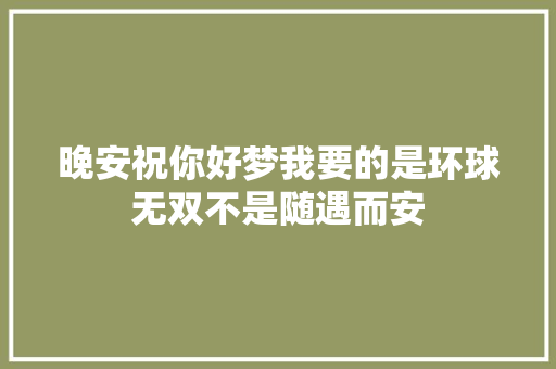 晚安祝你好梦我要的是环球无双不是随遇而安