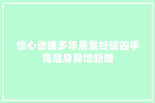 惊心动魄多年悬案终破凶手竟藏身异地新婚