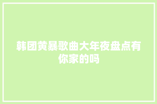 韩团黄暴歌曲大年夜盘点有你家的吗