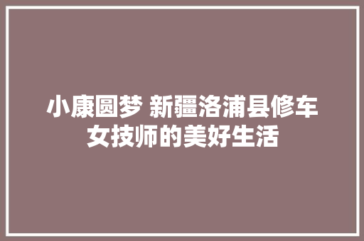 小康圆梦 新疆洛浦县修车女技师的美好生活