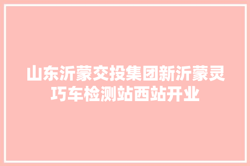 山东沂蒙交投集团新沂蒙灵巧车检测站西站开业