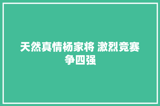 天然真情杨家将 激烈竞赛争四强