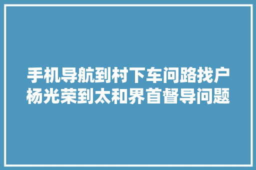 手机导航到村下车问路找户杨光荣到太和界首督导问题整改警示教诲和脱贫攻坚工作