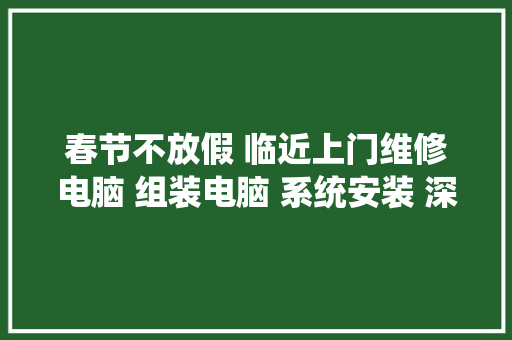 春节不放假 临近上门维修电脑 组装电脑 系统安装 深圳全市上门维修