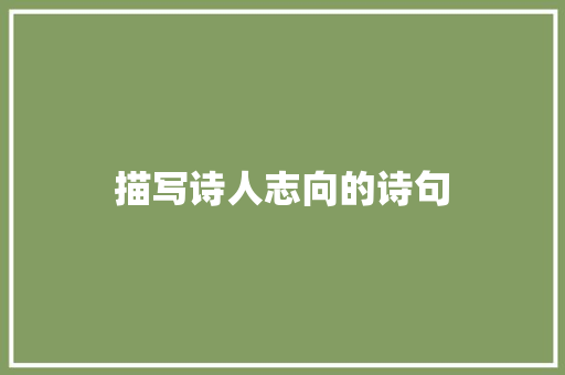 描写诗人志向的诗句