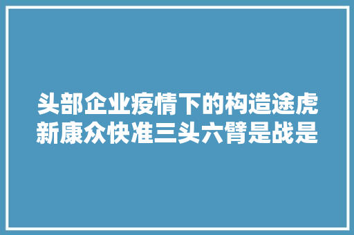 头部企业疫情下的构造途虎新康众快准三头六臂是战是守