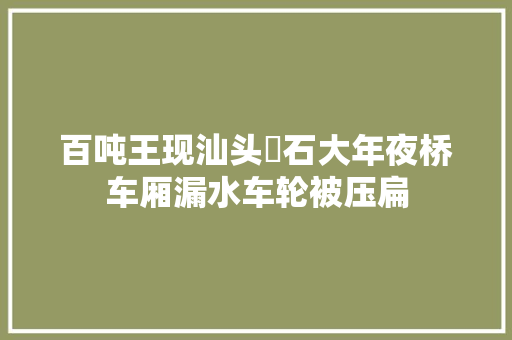 百吨王现汕头礐石大年夜桥车厢漏水车轮被压扁