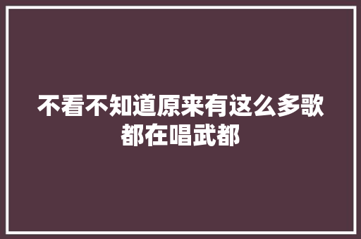 不看不知道原来有这么多歌都在唱武都