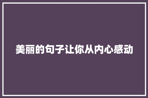 美丽的句子让你从内心感动