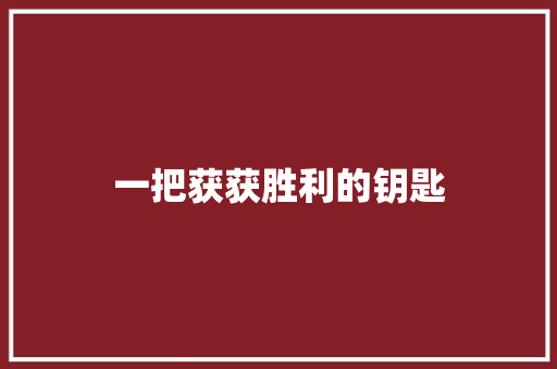 一把获获胜利的钥匙