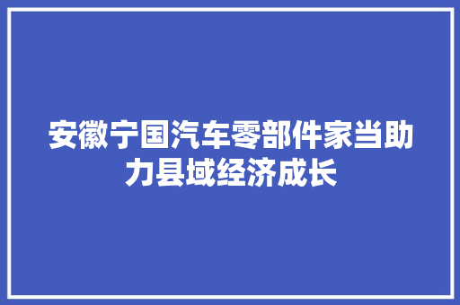 安徽宁国汽车零部件家当助力县域经济成长 汽车知识