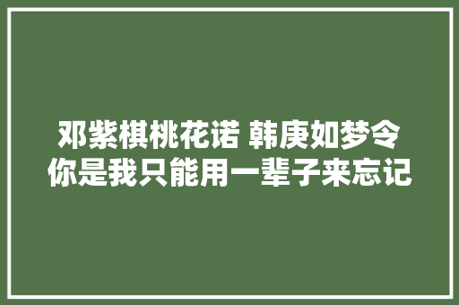 邓紫棋桃花诺 韩庚如梦令你是我只能用一辈子来忘记的执念