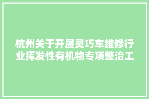 杭州关于开展灵巧车维修行业挥发性有机物专项整治工作的通知