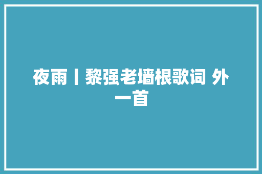 夜雨丨黎强老墙根歌词 外一首