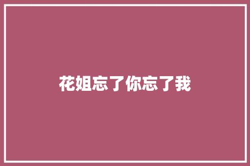 花姐忘了你忘了我