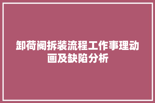 卸荷阀拆装流程工作事理动画及缺陷分析