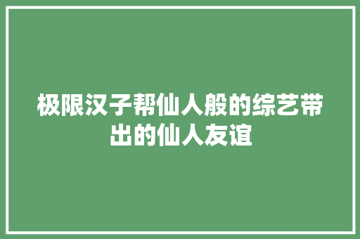 极限汉子帮仙人般的综艺带出的仙人友谊 休闲娱乐