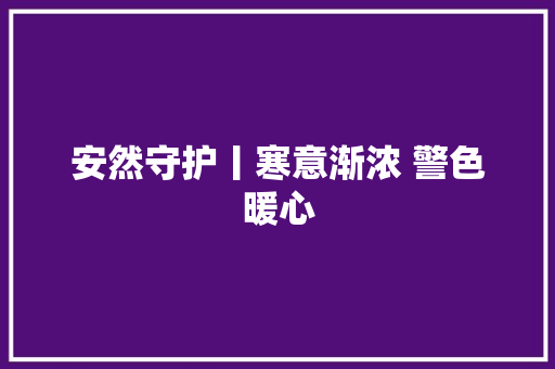 安然守护丨寒意渐浓 警色暖心