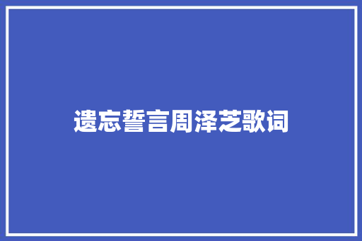 遗忘誓言周泽芝歌词 休闲娱乐