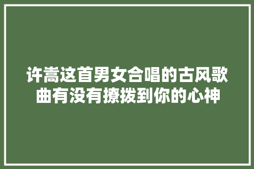 许嵩这首男女合唱的古风歌曲有没有撩拨到你的心神