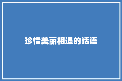 珍惜美丽相遇的话语