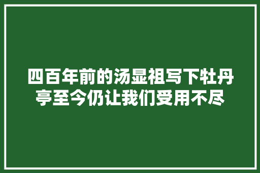 四百年前的汤显祖写下牡丹亭至今仍让我们受用不尽