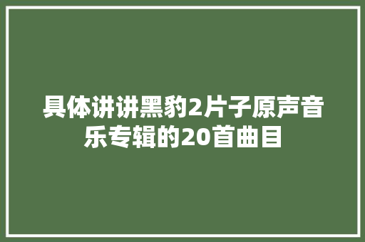 具体讲讲黑豹2片子原声音乐专辑的20首曲目