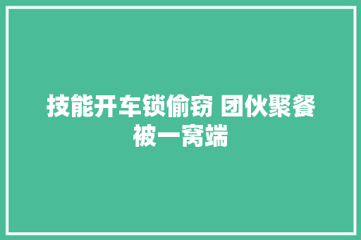技能开车锁偷窃 团伙聚餐被一窝端