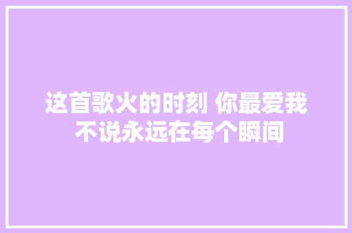 这首歌火的时刻 你最爱我 不说永远在每个瞬间