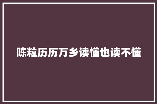 陈粒历历万乡读懂也读不懂