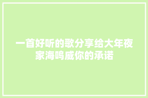 一首好听的歌分享给大年夜家海鸣威你的承诺