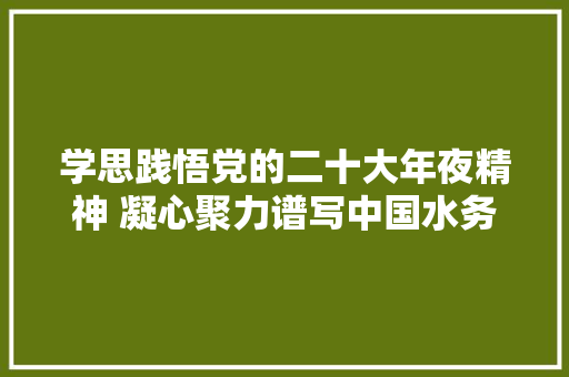 学思践悟党的二十大年夜精神 凝心聚力谱写中国水务高质量成长新篇章