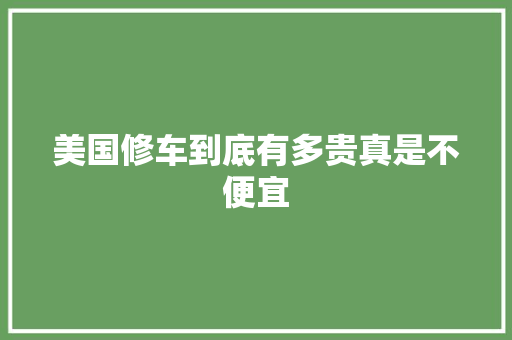 美国修车到底有多贵真是不便宜