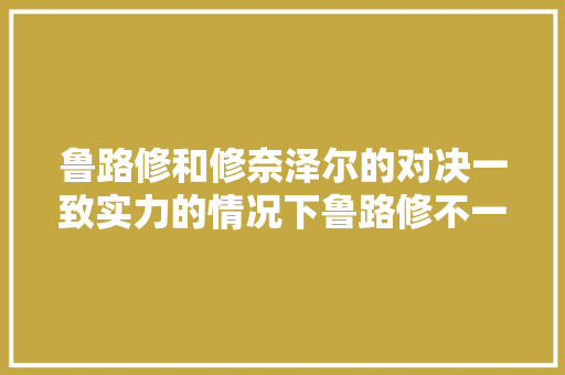 鲁路修和修奈泽尔的对决一致实力的情况下鲁路修不一定能赢