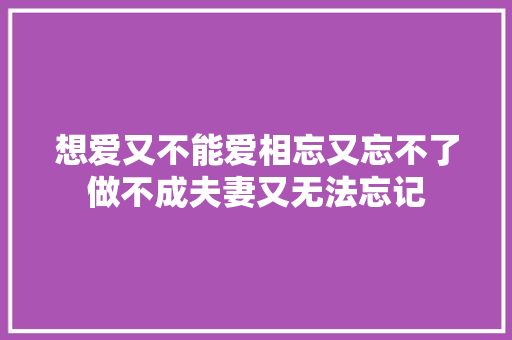想爱又不能爱相忘又忘不了做不成夫妻又无法忘记
