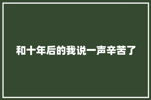 和十年后的我说一声辛苦了