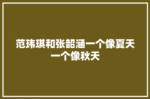 范玮琪和张韶涵一个像夏天一个像秋天