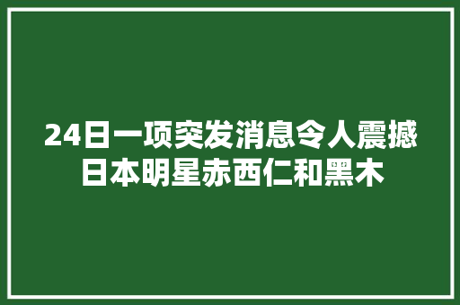 24日一项突发消息令人震撼日本明星赤西仁和黑木