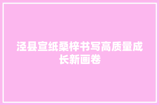 泾县宣纸桑梓书写高质量成长新画卷