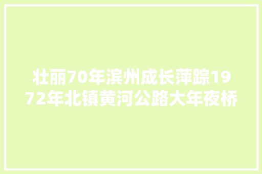 壮丽70年滨州成长萍踪1972年北镇黄河公路大年夜桥建成通车
