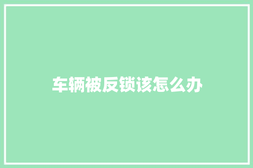 车辆被反锁该怎么办