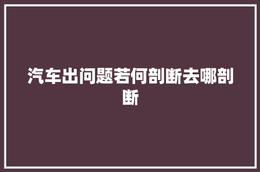汽车出问题若何剖断去哪剖断