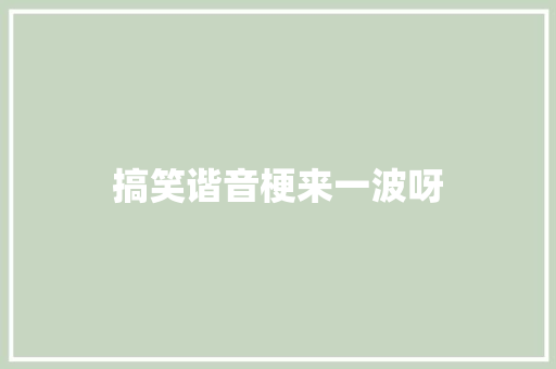 搞笑谐音梗来一波呀