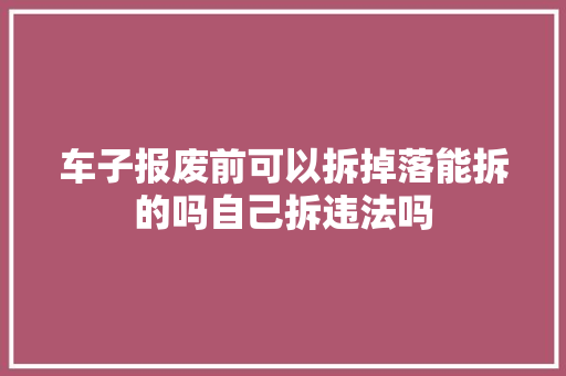 车子报废前可以拆掉落能拆的吗自己拆违法吗