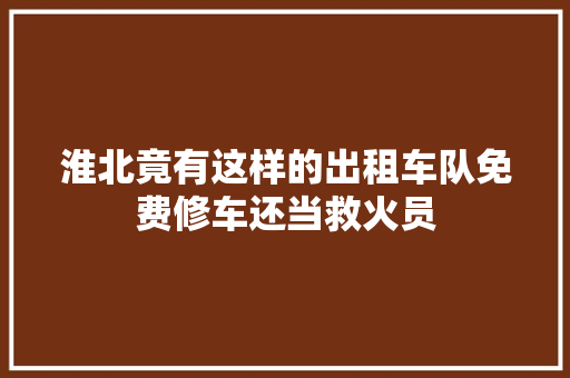 淮北竟有这样的出租车队免费修车还当救火员
