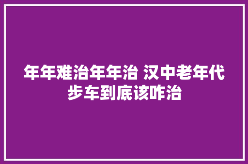年年难治年年治 汉中老年代步车到底该咋治