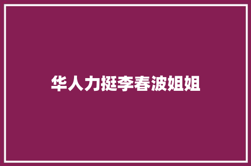 华人力挺李春波姐姐