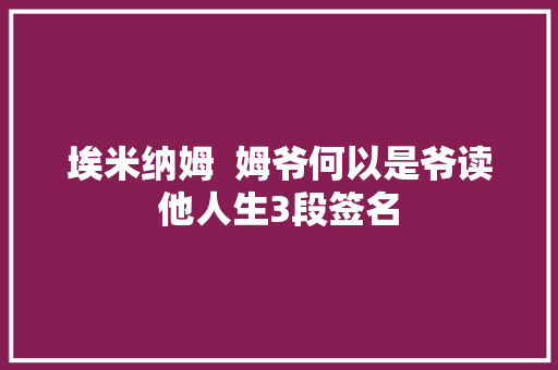埃米纳姆  姆爷何以是爷读他人生3段签名