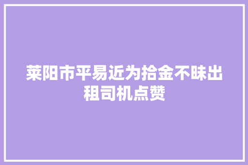 莱阳市平易近为拾金不昧出租司机点赞